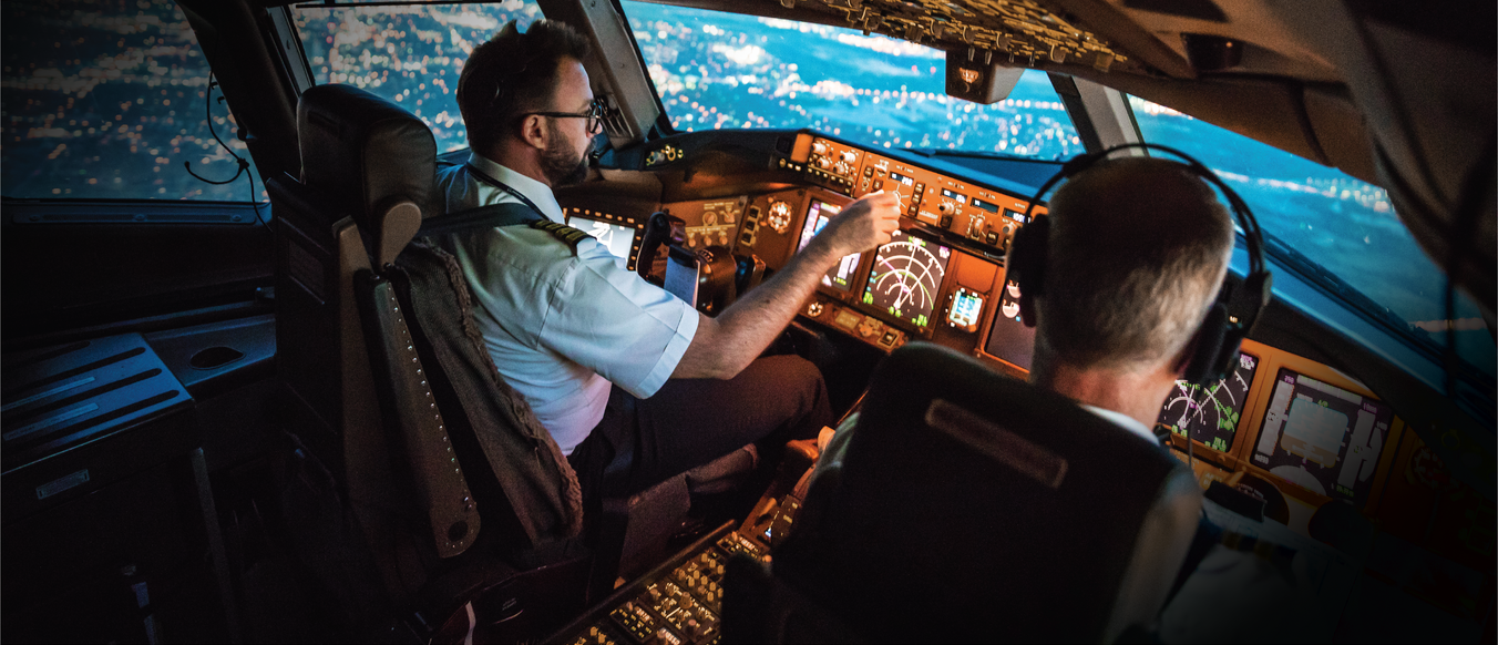 Two pilots in a cockpit