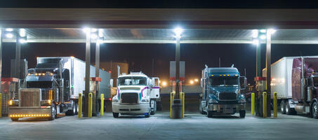 Trucks at truck fuel stop