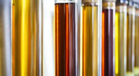 Beakers of fuel types