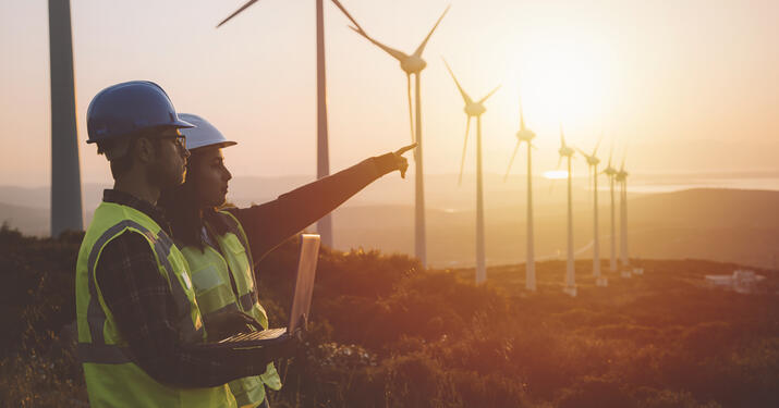 Engineers in turbine field