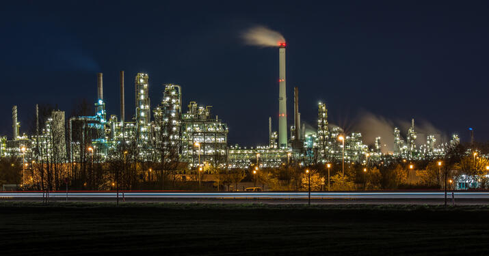 Sea of lights at an industrial plant at night