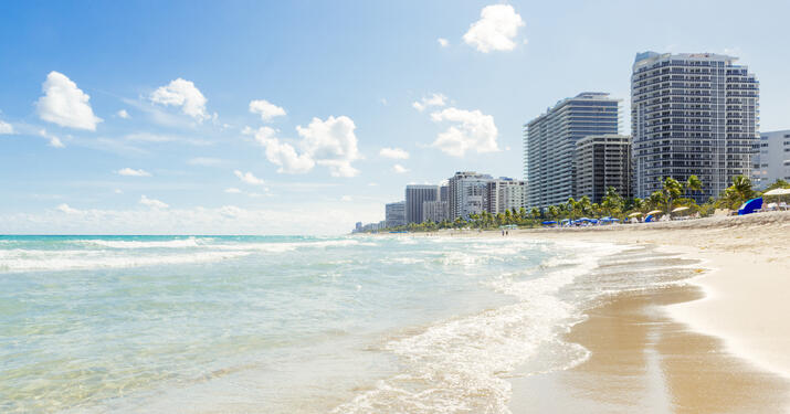 Beachfront with hotels