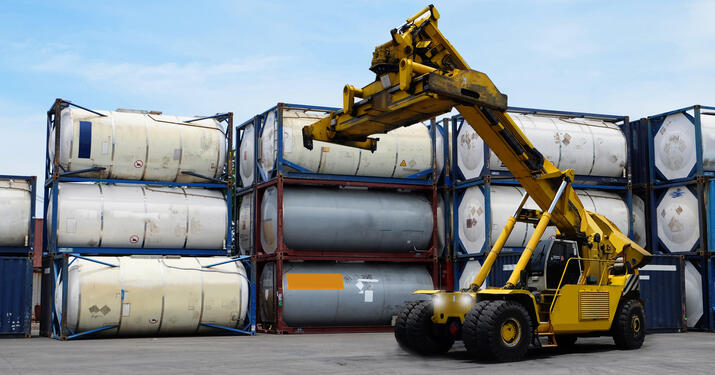 ISO Tank in Container deport with lift stacker car