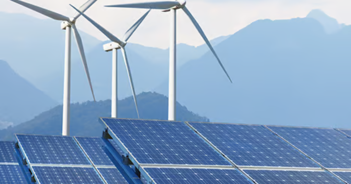 windmill and solar panels